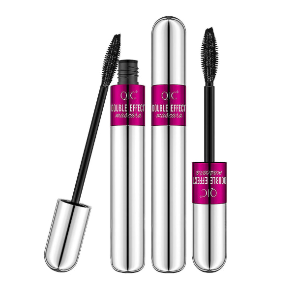 2 i 1 Mascara 5x längre vattentät kosmetika för naturlig förlängning och förtjockning Ingen klumpar 4d Silk Fiber Mascara