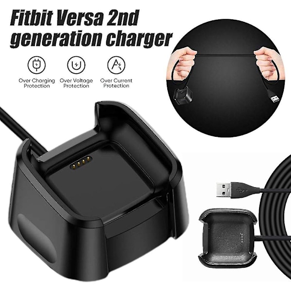 Laddare för Fitbit Versa 2-klocka (inte för Versa/versa Lite), USB-laddningskabeldockningsstation för Versa 2 Health & Fitness Smartwatch