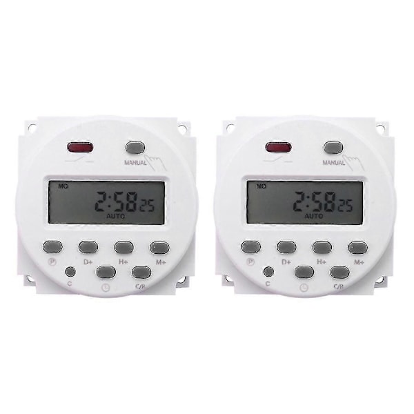 2x Ny LCD Digital Kontrol Power Programmerbar Timer DC 12V 16A Tidsrelæ Switch