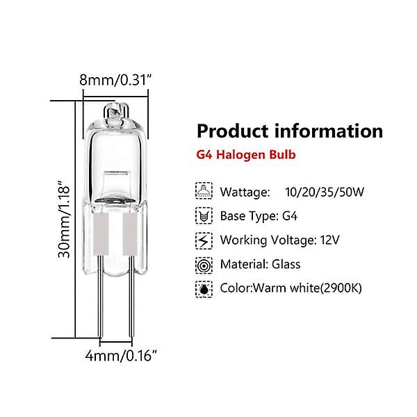 10 stk halogenpærer kapsellamper G4-12V-10W G4-12V-10W G4-12V-10W