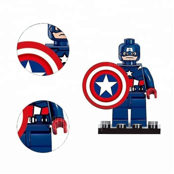 8 X Marvel Superhero Building Blocks Height 5cm Spider-man Captain America Mini Action Figures Toys Gift