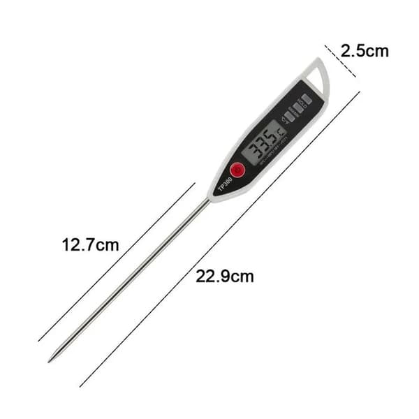 Digital vattentermometer för vätskor, ljus, snabbavläsning, vattentät för mat, kött, mjölk, lång sond.