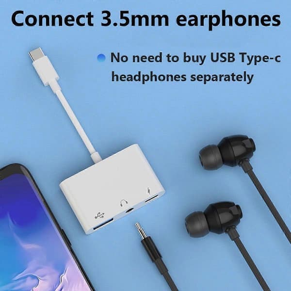 2025 Seneste Model USB C til USB Adapter, 3-i-1 USB C til USB-A OTG Splitter med 3,5 mm Lydstik