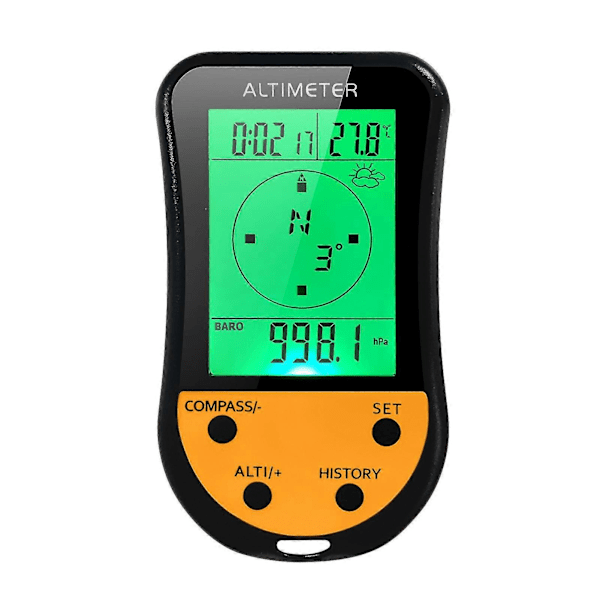 Elektronisk Digital Höjdmätare 8 I 1 Multifunktionell LCD Bakgrundsbelysning Mini Höjdmätare Barometer Kompass Termometer Väderprognos Klocka Kalender För Utomhusbruk
