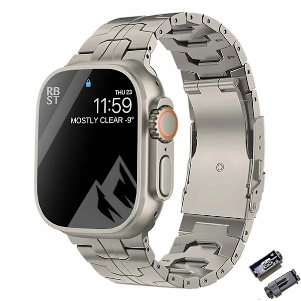 Lyxigt titanarmband för Apple Watch Ultra 49mm 45mm 44mm 41mm 38mm Herrstil Armband Titanium42 Till 49mm