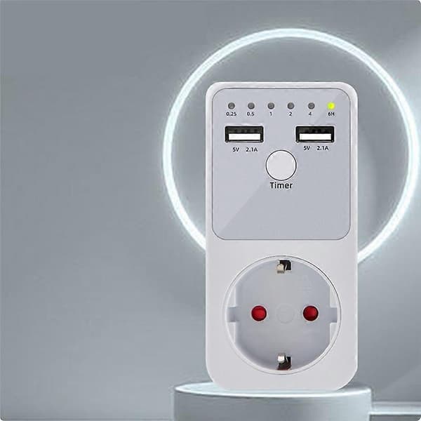 Intelligent Programmerbar Nedtellingstimer Stikkontakt Elektrisk 6HR Stikkontakt for USB-grensesnitt Bryter EU Plugg
