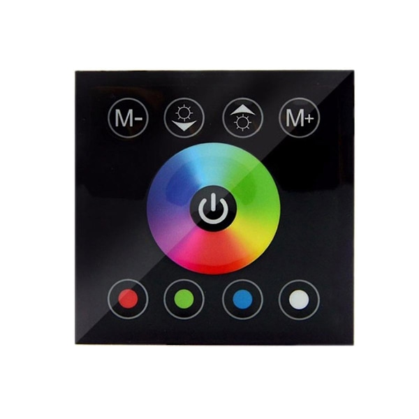 DC12V-24V RGB / RGBW Vægmounted Controller Glaspanel Dimmer til LED-Strimler Lampe Sort