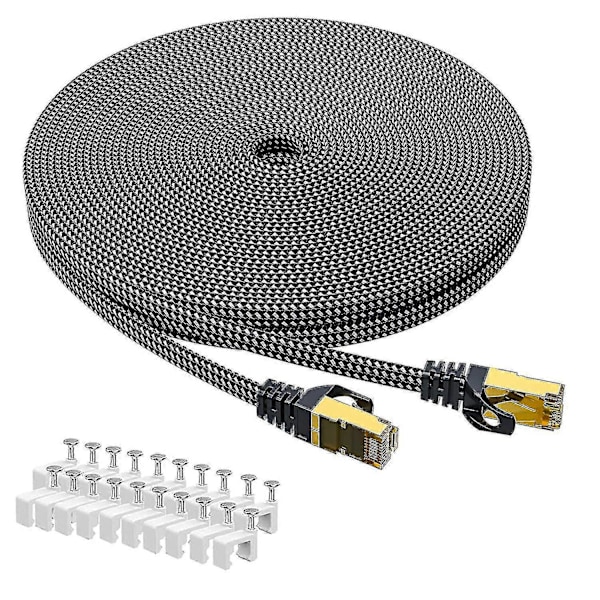 Cat 8 Ethernet-kaapeli 30m, Cat8 Litteä Gigabit Rj45 Stp Ed Internet Lan Patch-kaapeli Johto Ps4 Ps3 Modeemi Reititin C