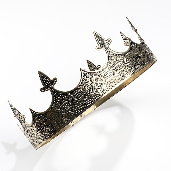 Krone Hår Smykker Royal King Diadem Menn Metall Stor Tiara For Halloween Kostyme