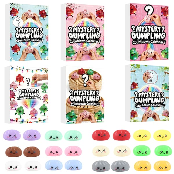 Squishy Dumpling Mystery Julekalender Dumpling Squishies Mystery Box med 24 ST/8 ST tilfældige overraskelses-Squishies til angstlindring Hånd