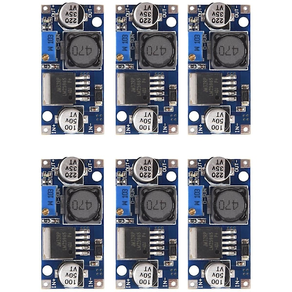 6-pack LM2596 DC-DC-omvandlare 3,0-40V till 1,5-35V Strömförsörjningsmodul (6-pack)