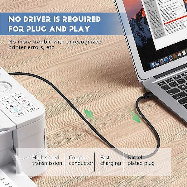 För USB 2.0 Skrivarkabel A-B 1.8M