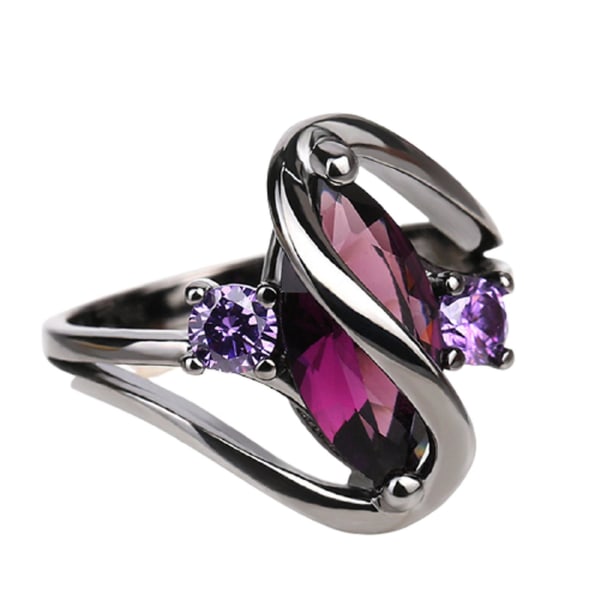 Vintage lila zirkon kristall färg ring kvinnors bröllop förlovnings smycken ring