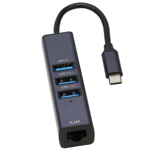 USB C til Ethernet Adapter RJ45 Gigabit Ethernet Port 4 i 1 USB C Hub med Opbevaringshul til Bærbare Computere