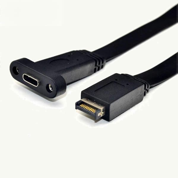 USB 3.1 Typ C Frontpanel Header Förlängningskabel, Typ E till USB 3.1 Typ C Kabel, Intern Adapterkabel, med Panel (50cm)