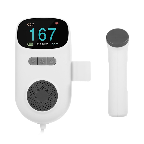 Fetal Doppler - Sikker og Pålidelig LCD-Skærm, Højfølsom Ultralyd, FHR-Visning, Indbygget Højttaler og BT