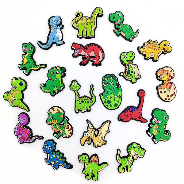 20 st dinosaurietema Crocs skoprydnader för DIY-träskosandaler Dekorationsskor Tillbehör Set Gåvor