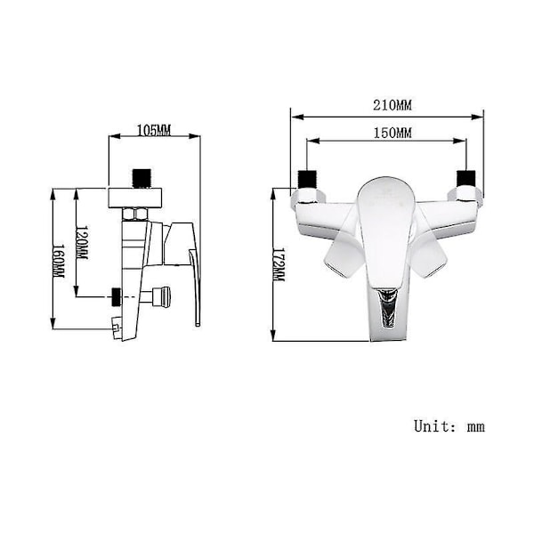 Badekarblander, Dusj/Badekar Armatur, Krom Messing Blander Armatur