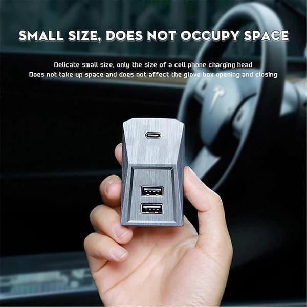 USB Hub til Tesla Model 3 Model Y 2021-2023, 4-i-1 Multi Port Handskerums Hub Flash Drive Docking Sta