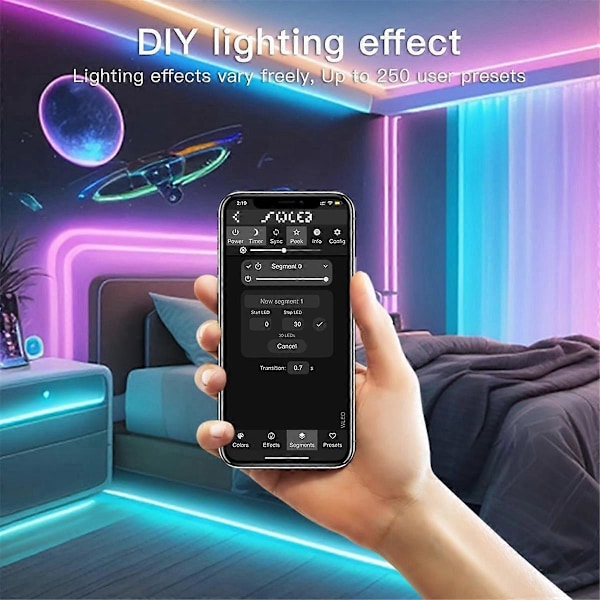 ESP32 WLED LED Controller med Mikrofon UART Download Dynamiske Lysindstillinger til LED Strip Lys