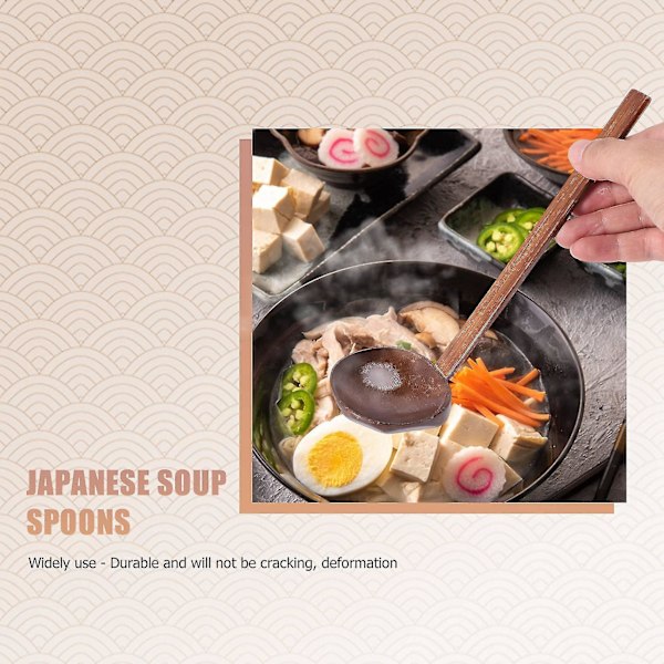 Japanska 8,5\" Ramen Träsked Handgjorda Träredskap Set för Kök, Trägrytsked 10 st