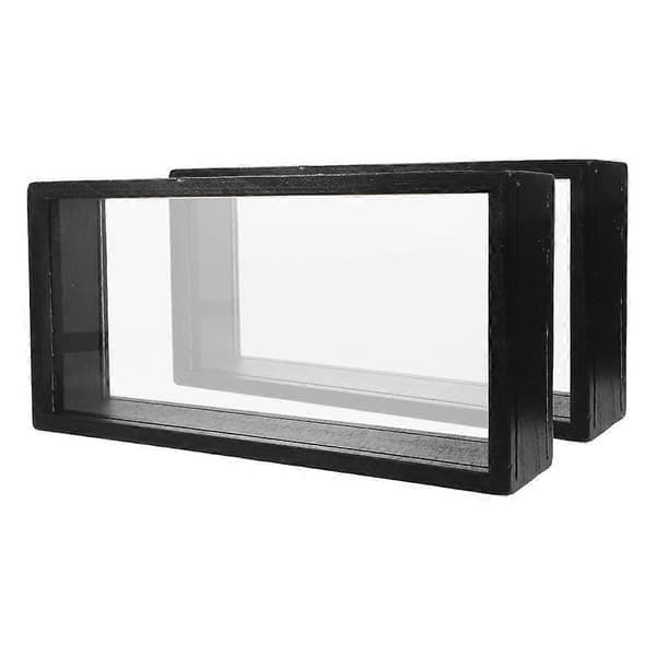 Display Ramme Skyggeboks Rektangulær Træ og Akryl Prøvebevaring Til Kontor Dekoration Simpelt Ramme Design 2 stk