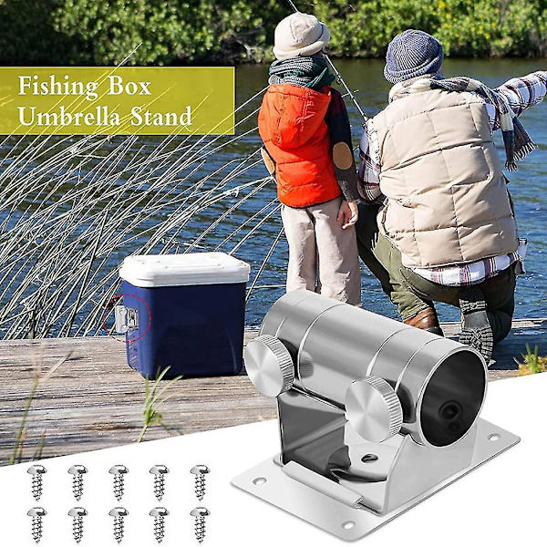 Parasol Balkonbeslag Rustfrit Stål Fiskekoffert Justerbar Paraplyholder Fiskekasse Paraply