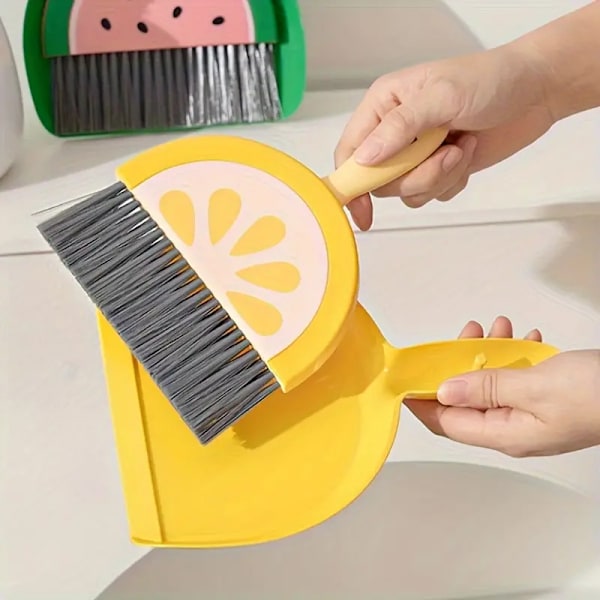 1 set skrivbord mini mopp set gul citron