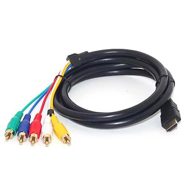 5ft HDMI-yhteensopiva uros - 5-RCA RGB Audio Video AV-komponenttikaapeli, kullattu