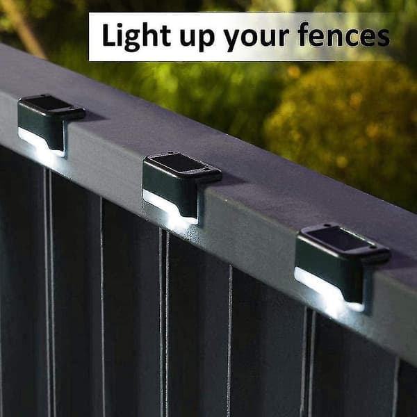 Vandafvisende Solcellehegnlys, Solcelleterrasselys, Trappelys, Ip65 Led Solcellehavelys Til Terrasse Trappehegn (varmt Lys-sort, 12 Stk)