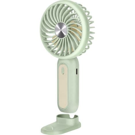 Bærbar ventilator - Stille drift - Tre blæserhastigheder - Genopladeligt batteri - Telefonholder