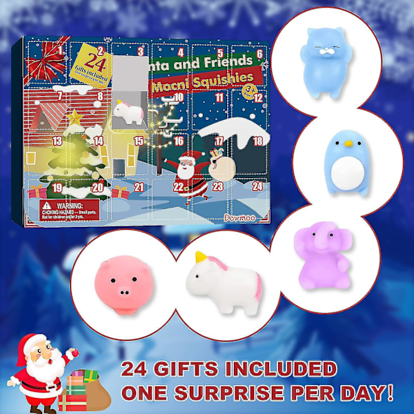Adventskalender 2022 Julkalender Leksak 24st Olika Söta Mochi Djur Squishy Leksaker För Barn