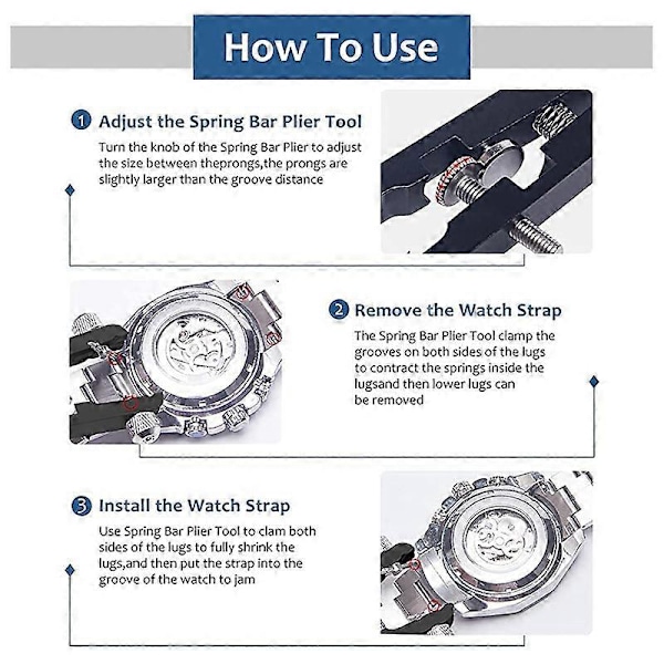 Urværk Fjederstang Tang Sæt, Urrem Tang, Fjederstang Pincet Værktøj, til Urværk Fjederstang Pi