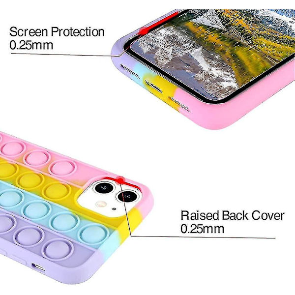 Aupartuds Pop It Telefonfodral för iPhone 8 7 6, Stressavlastande Push Pop Bubble Fidget Toys Cover, Sött Roligt Mjukt Silikon Skyddande Skal för iPhone SE