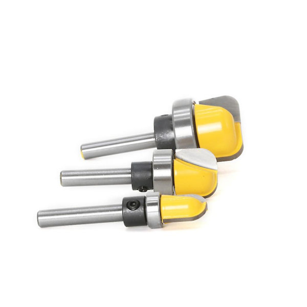 3 stk. 6mm 1/4 1/2 tommer 3/4 tommer 1-1/8 tommer Diameter Skål & Bakke Skabelon Fræser Bit Træskæring Værktøj Ro