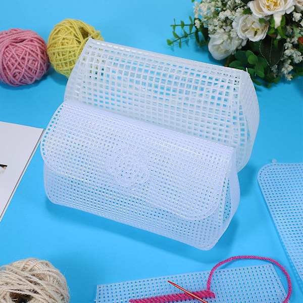 6 st nätduk i plast för virkning av väskor, sömnad av duk i plast, tillbehör för tillverkning av plånböcker