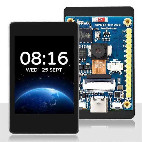 ESP32 S3 LCD-kameran kehityskortti 2 tuuman LCD-näytöllä 240x320 QMI8658-anturilla ja akkuportilla