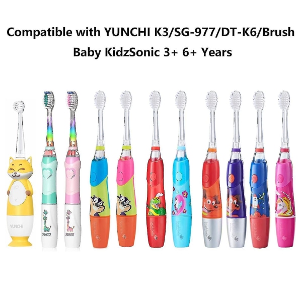 Sg977 Sgek6 Utbyttbare Tannbørstehoder Kompatibelt Med Brush-baby Kidzsonic Dinosaur Og Flamingo/dada-tech Dt-k6 Barneelektrisk Tannbørste 4 Per Pakke