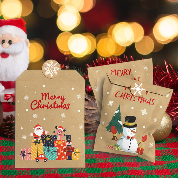 Jul minikuvert, julpapperspåsar, dekorativa förpackningar, presentpåsar, jul miniväskor 24 stycken