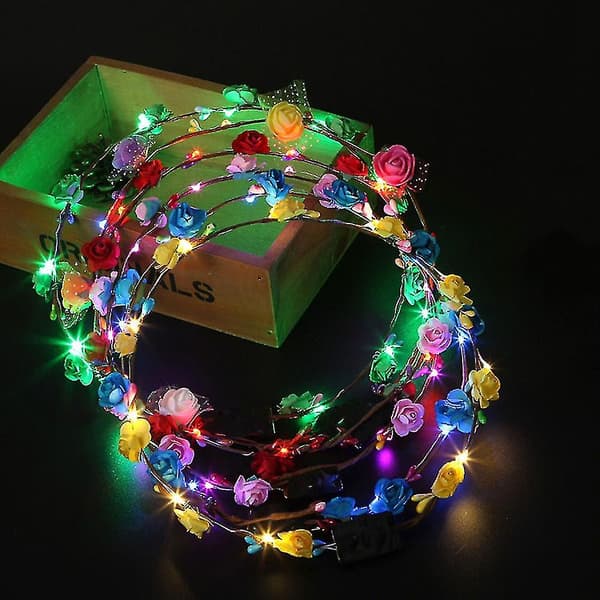 10 stk LED Blomsterkrans Blomsterkrone Lysende Garland Lys Opp Lysende Hodebånd