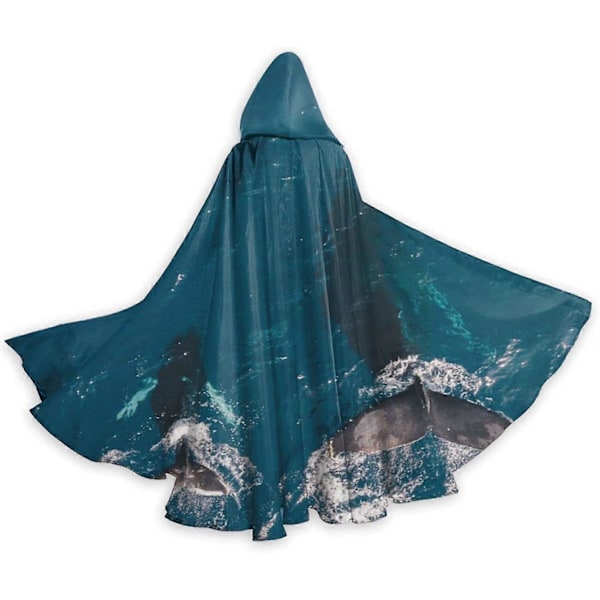 v28 Ocean Mammal Whale Kokonainen Huppuun Kiinnitettävä Viitta Vaate Cosplay-Puku Hieno Viitta Halloween-Koristeet Juhliin hun28