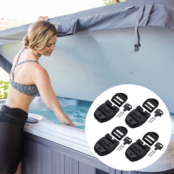 1 Sæt Hot Tub Dæk Clips Plastik Lås Spænde Med Nøgle Udskiftningstilbehør Spa Dæk Rem Clip Badekar Dæk Lukning Husholdningsartikler Kaesi
