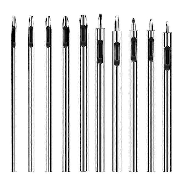 10 storlekar ihålig läderpunch, 0,5-3,5 mm läderpunch verktygsset, ihålig punch, rund punch för läderarmbandsur, läder, tätningsbälte, tyg, burk