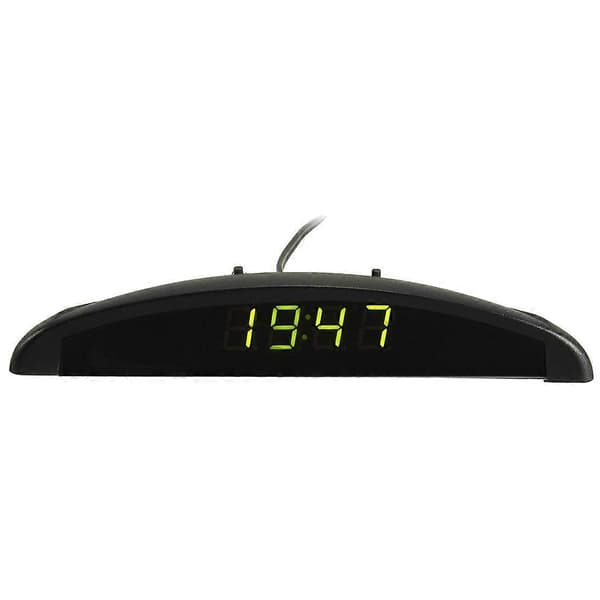 3-i-1 Bil 12V Digital LED Voltmeter Spänning Temperatur Klocka Termometer Bil, Grön