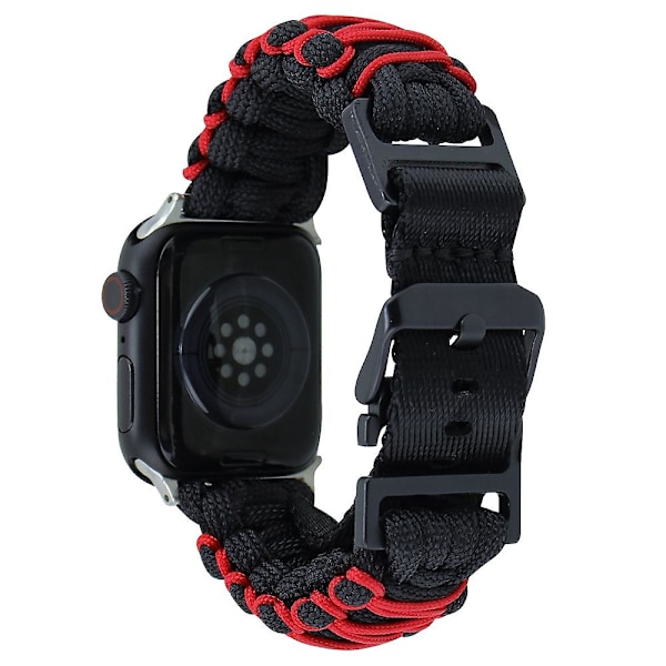 For Apple Watch 123/456/789/Se 38/40/41Mm Aw Double Layer Outdoor Paracord Nylon Strap Black and Red