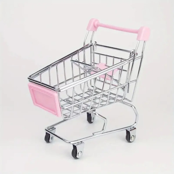 1:a, Mini Handlevogn for Kontor, Supermarkedshandlevogn Mini Supermarked Oppbevaringsverktøy Dekorasjoner Rosa
