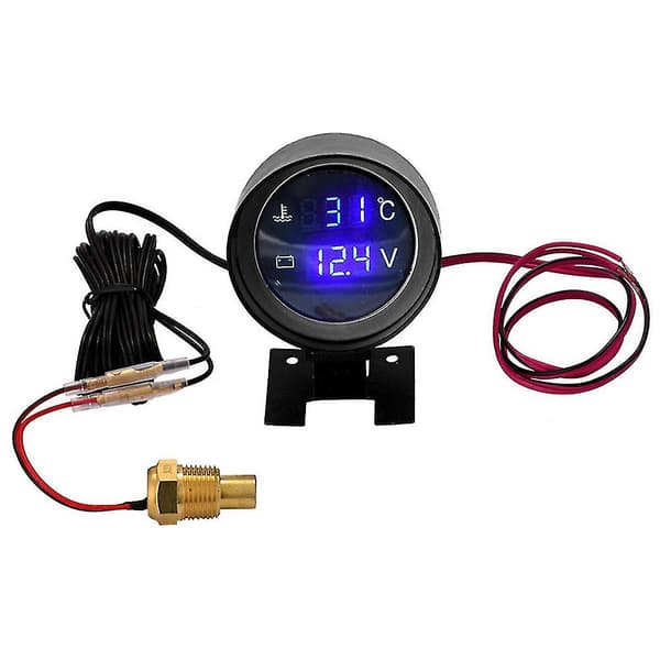 2 i 1 Bil Vatten Temps Mätare HD LCD Display Voltmeter Temps Mätare för Fordon