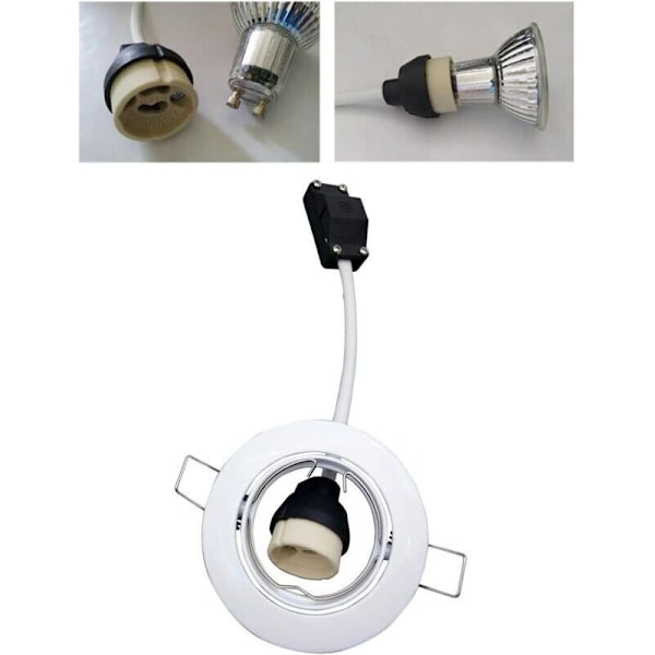 GU10 Lampeholder. Pærestikforbindelse. Adapter til LED og Halogen. Keramisk Base og Terminalblok-AIMOONSA