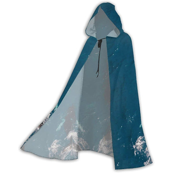v28 Ocean Mammal Whale Fuld Længde Hættekappe Kappe Robe Cosplay Kostume Fancy Kappe Halloween Dekorationer Fest hun28