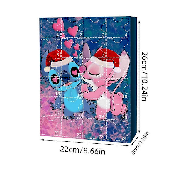 Julekalender 2023 til Børn, Lille Monster Lilo & Stitch Kawaii Figurer Legetøj Jule Nedtælling, Skøn Gaveidé til Piger Drenge, 24 Dage